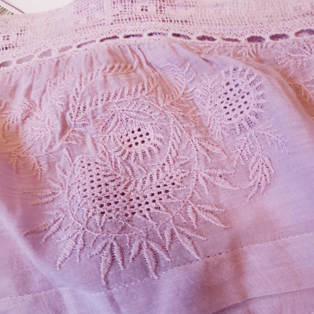 LOVESHACKFANCY Wisteria Sully Embroidered Lace Cotton Crop Top - Picture 10 of 13